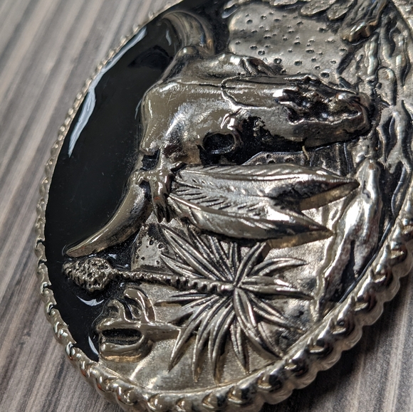 Western Texas Longhorn Steer Animal Horns Belt Buckle Buckle - Picture 2 of 6